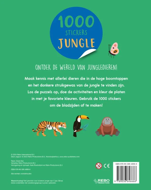 1000 stickers Jungle | 9789036646666 1000 stickers Jungle - Afbeelding 2