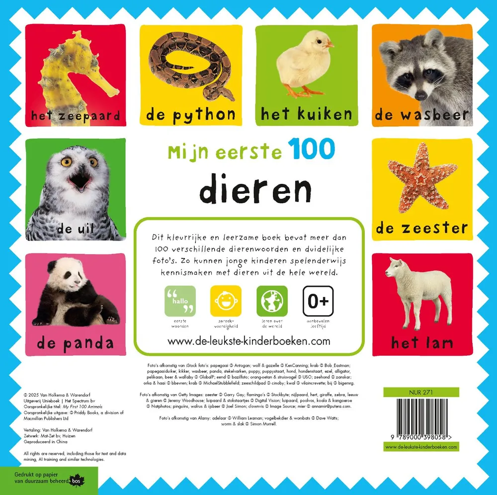 Mijn eerste 100 dieren | 9789000398058 Mijn eerste 100 dieren - Afbeelding 2