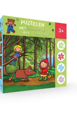 Puzzelen met Goudlokje en Roodkapje. 4-in-1-puzzel