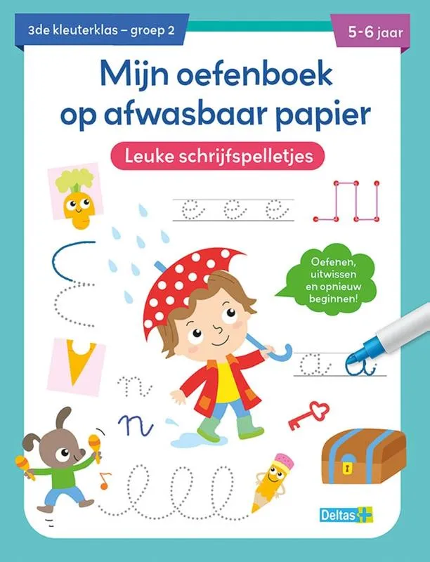 Mijn oefenboek op afwasbaar papier Leuke schrijfspelletjes 5-6 jaar | 9789044763324 Mijn oefenboek op afwasbaar papier Leuke schrijfspelletjes 5-6 jaar