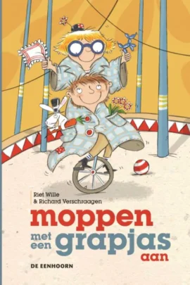 Moppen met een grapjas aan