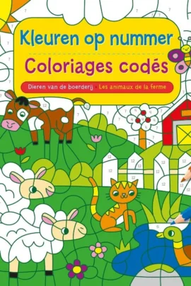 Kleuren op nummer / Les animaux de la ferme - Coloriages codés