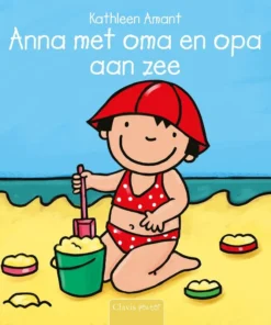 Anna met oma en opa aan zee