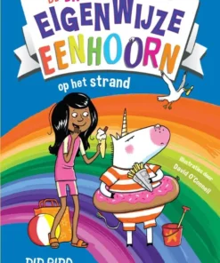 De enorm eigenwijze eenhoorn op het strand