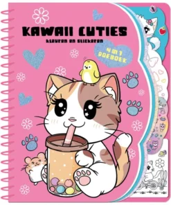 Kawaii cuties 4 in 1 doeboek - Kleuren en stickeren