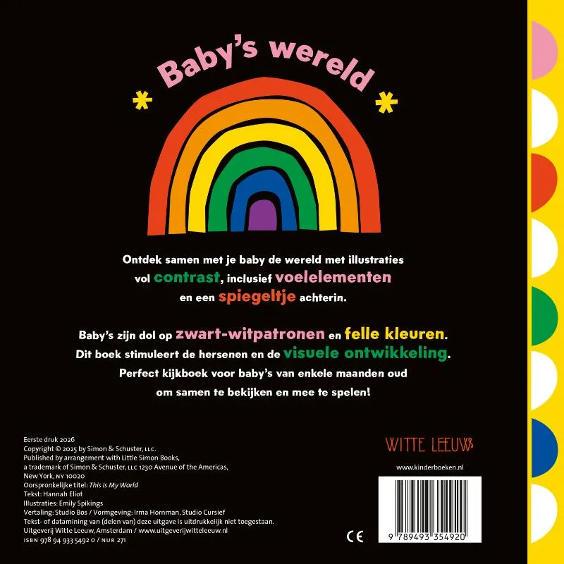 Baby's wereld - Kijk- en voelboek met spiegeltje en voelelementen | 9789493354920 Baby's wereld - Kijk- en voelboek met spiegeltje en voelelementen - Afbeelding 2