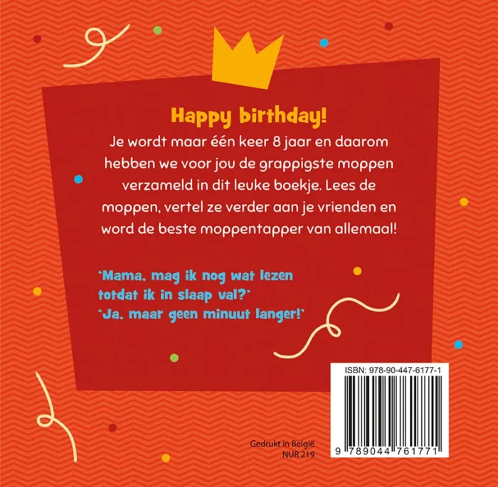 Hoera, 8 jaar! Moppenboek voor het grappigste feestvarken - Afbeelding 2