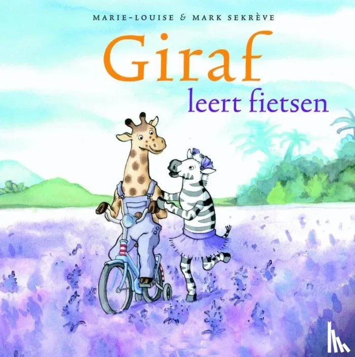 Giraf leert fietsen