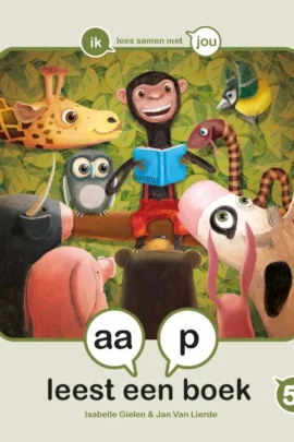 aap leest een boek