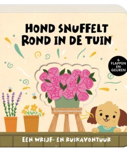 Hond snuffelt rond in de tuin