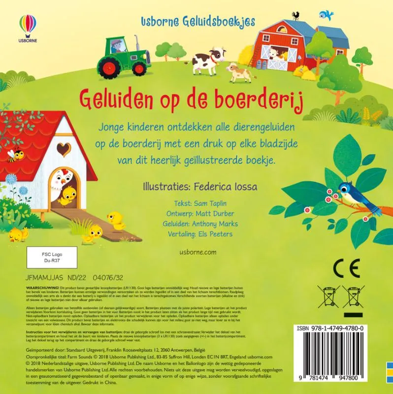 Usborne Geluidsboekjes. Geluiden op de boerderij / druk 1 | 9781474947800 Usborne Geluidsboekjes. Geluiden op de boerderij / druk 1 - Afbeelding 2