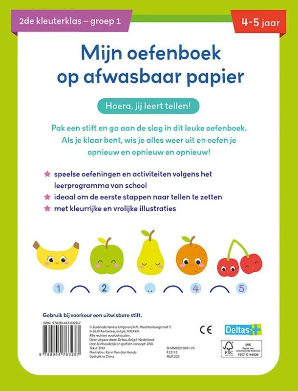 Mijn oefenboek op afwasbaar papier Eerste telspelletjes 4-5 jaar | 9789044763287 Mijn oefenboek op afwasbaar papier Eerste telspelletjes 4-5 jaar - Afbeelding 2