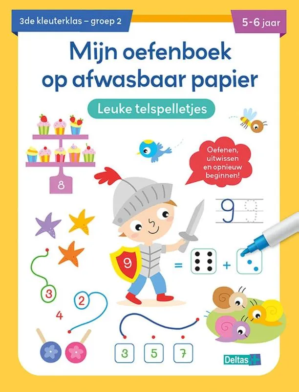 Mijn oefenboek op afwasbaar papier Leuke telspelletjes 5-6 jaar | 9789044763294 Mijn oefenboek op afwasbaar papier Leuke telspelletjes 5-6 jaar