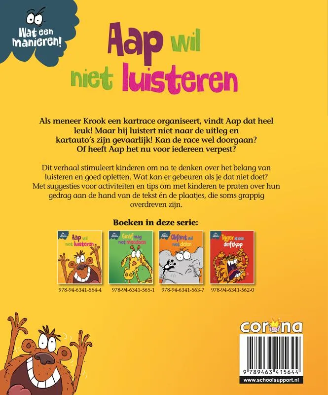 Aap wil niet luisteren | 9789463415644 Aap wil niet luisteren - Afbeelding 2