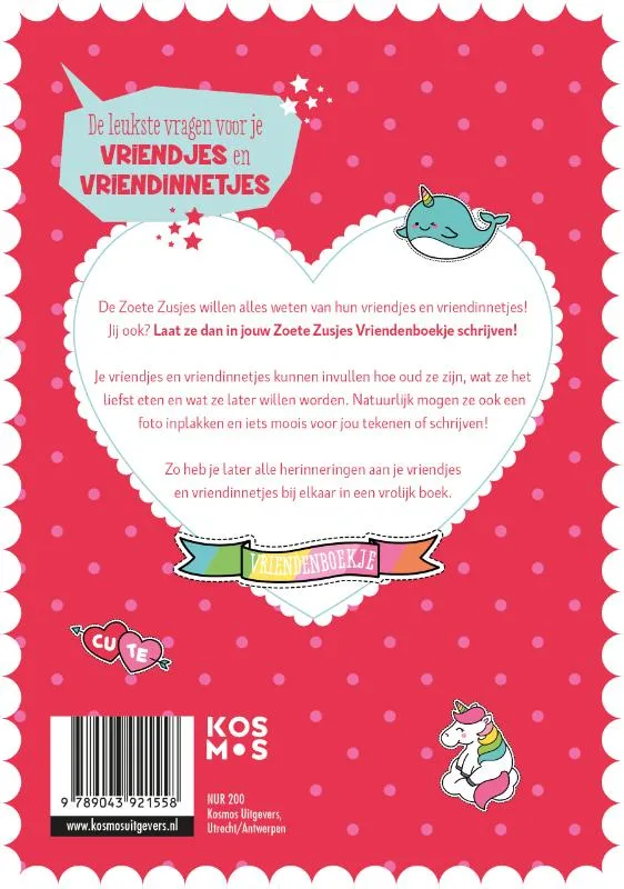 De Zoete Zusjes vriendenboek - Een album vol leuke herinneringen aan je klasgenoten en vrienden | 9789043921558 De Zoete Zusjes vriendenboek - Een album vol leuke herinneringen aan je klasgenoten en vrienden - Afbeelding 2