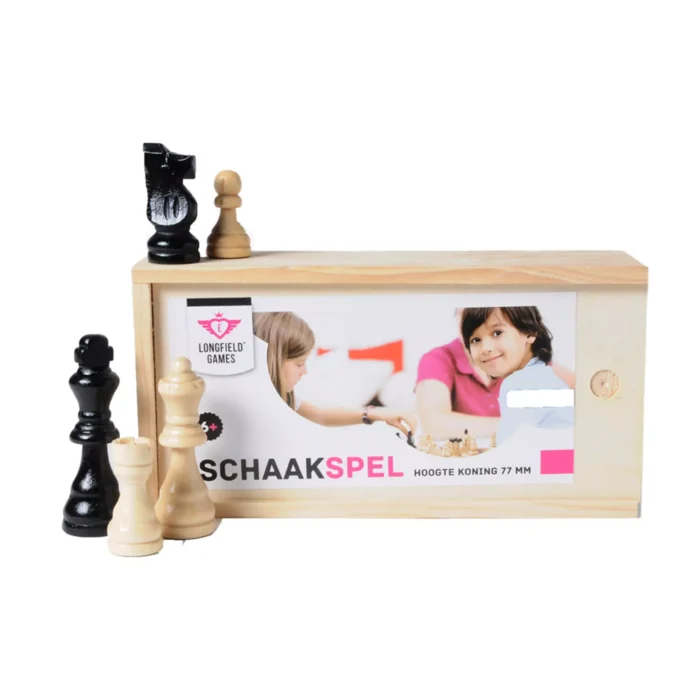 Schaakstukken in kistje
