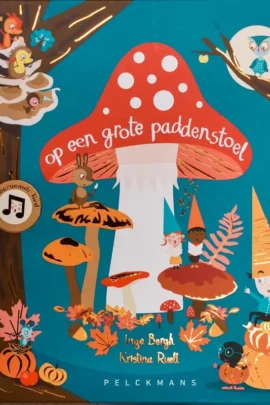 Op een grote paddenstoel