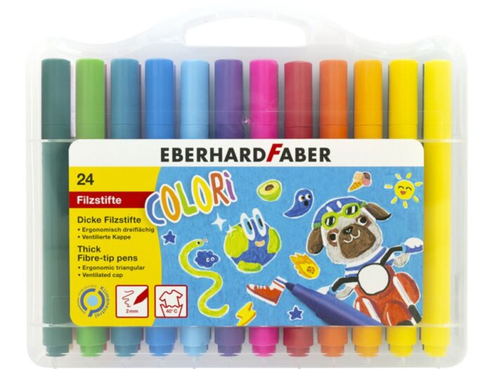 Viltstiften jumbo 24 kleuren in kunststof etui