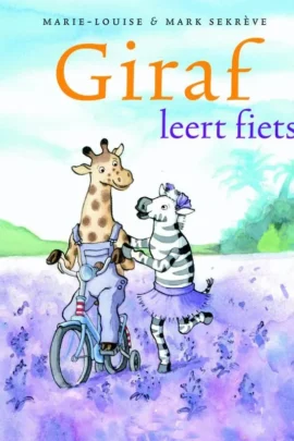 Giraf leert fietsen