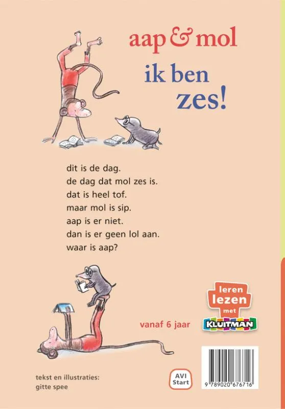 aap & mol. ik ben zes! | 9789020676716 aap & mol. ik ben zes! - Afbeelding 2