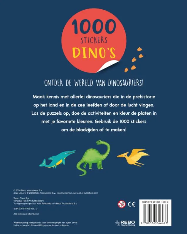 1000 stickers dino's | 9789036646673 1000 stickers dino's - Afbeelding 2