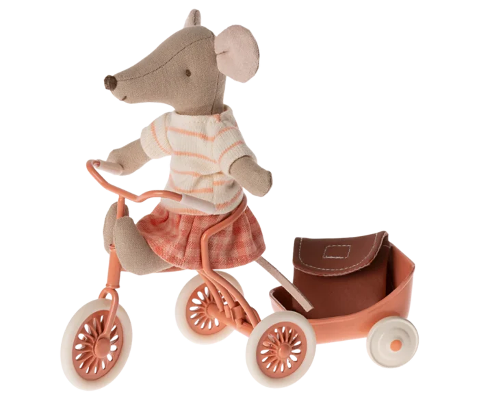 Grote zus driewieler muis koraal / Tricycle mouse, big sister, coral - Afbeelding 2