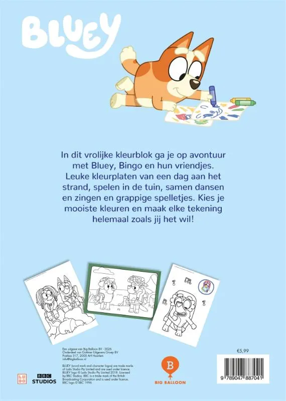 Bluey's kleurblok | 9789047887041 Bluey's kleurblok - Afbeelding 2