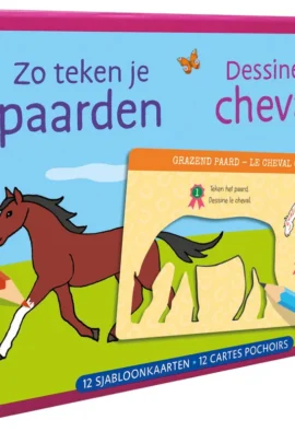 12 sjabloonkaarten / Dessine des chevaux – 12 cartes pochoirs