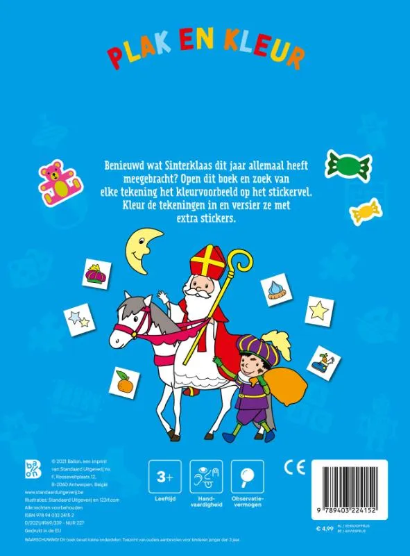 Plakken en kleuren Sinterklaas | 9789403224152 Plakken en kleuren Sinterklaas - Afbeelding 2