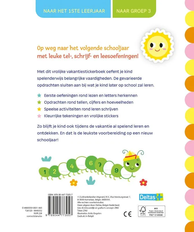 Vakantie oefenboek met stickers - naar het 1ste leerjaar / naar groep 3. Voor een sterke start in het nieuwe schooljaar | 9789044773057 Vakantie oefenboek met stickers - naar het 1ste leerjaar / naar groep 3. Voor een sterke start in het nieuwe schooljaar - Afbeelding 2
