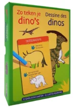 12 sjabloonkaarten / Dessine des dinos – 12 cartes pochoirs | 9789044753271