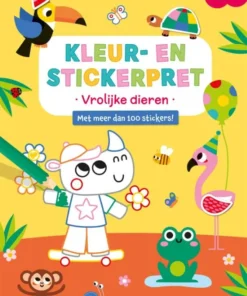 Kleur- en stickerpret vrolijke dieren vanaf 3 jaar
