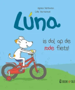 Luna is dol op de rode fiets